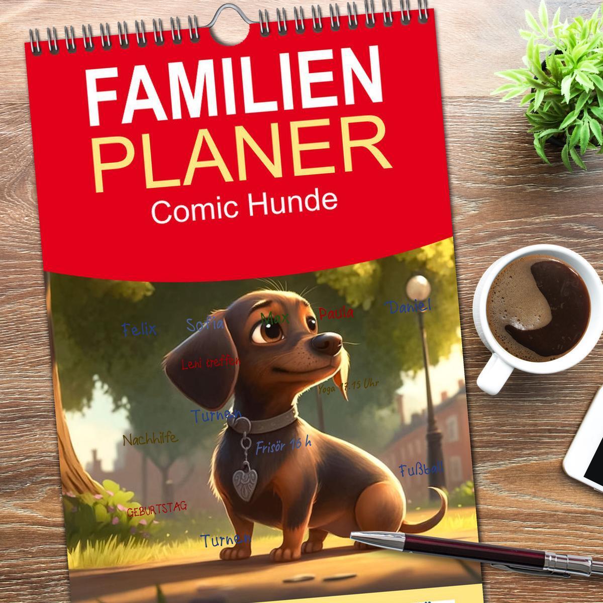 Bild: 9783457093399 | Familienplaner 2025 - Comic Hunde mit 5 Spalten (Wandkalender, 21 x...