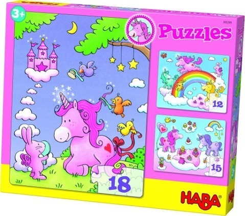 Cover: 4010168209944 | Puzzles Einhorn Glitzerglück. 3 Motive 12, 15, 18 Teile | Spiel | 2015