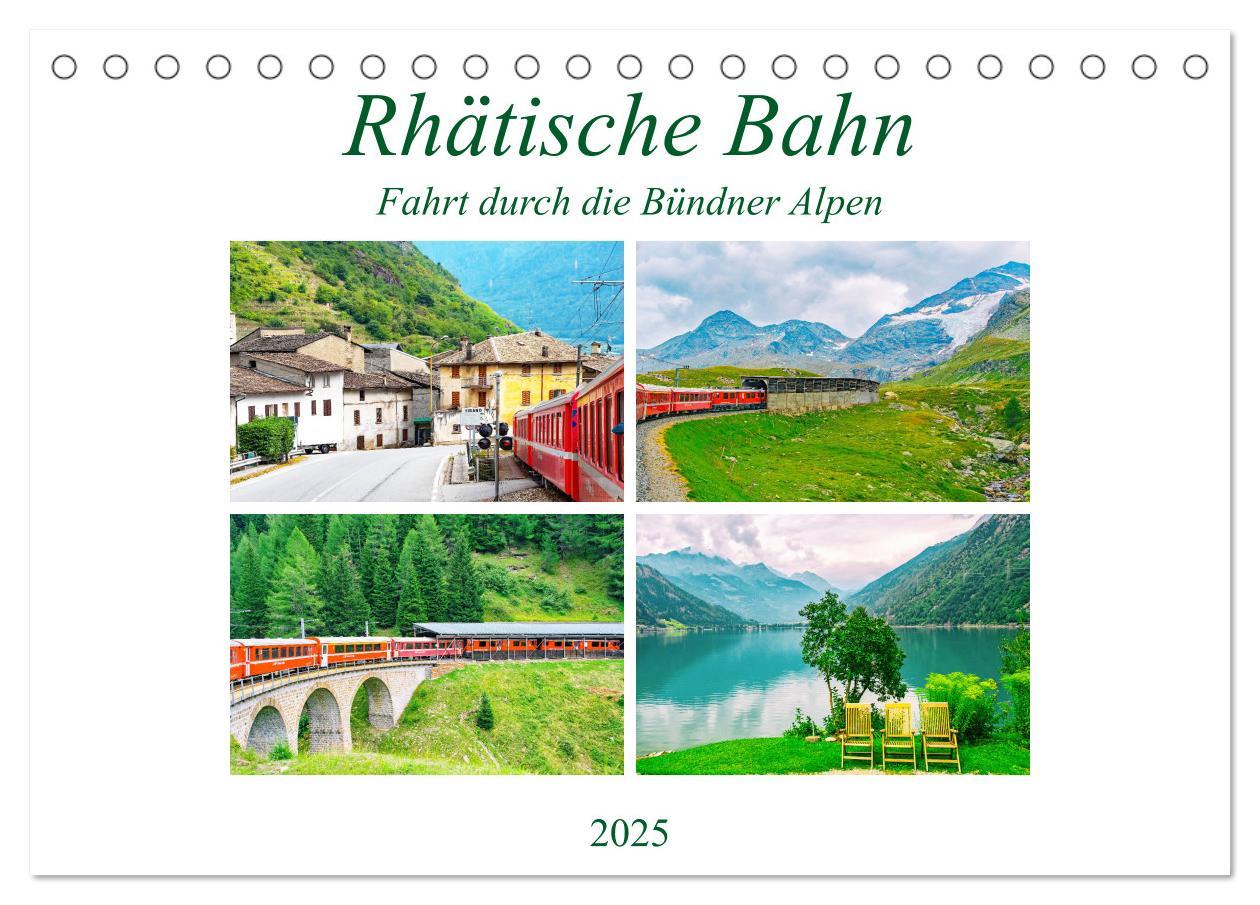 Cover: 9783435198726 | Rhätische Bahn - Fahrt durch die Bündner Alpen (Tischkalender 2025...