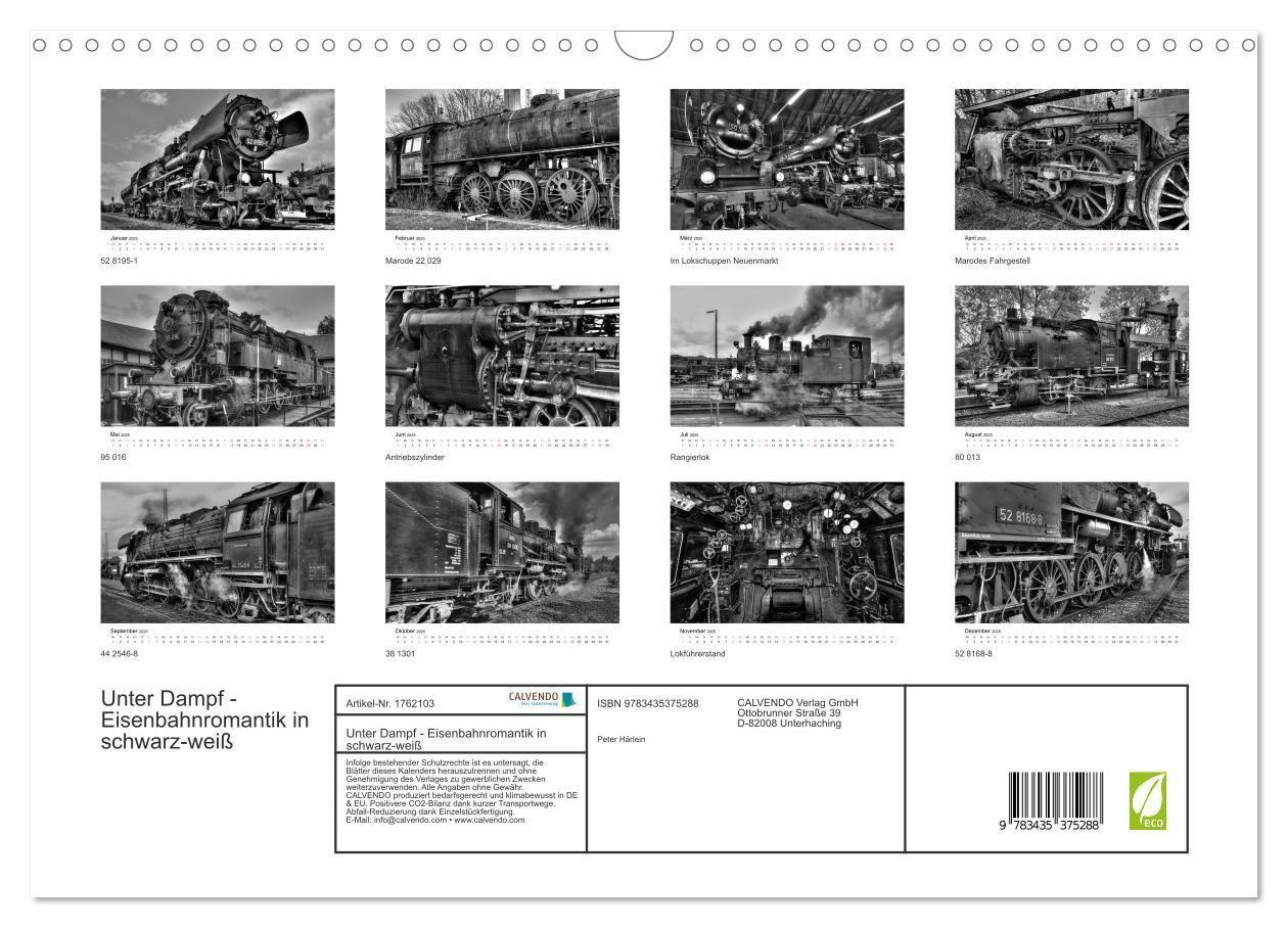 Bild: 9783435375288 | Unter Dampf - Eisenbahnromantik in schwarz-weiß (Wandkalender 2025...