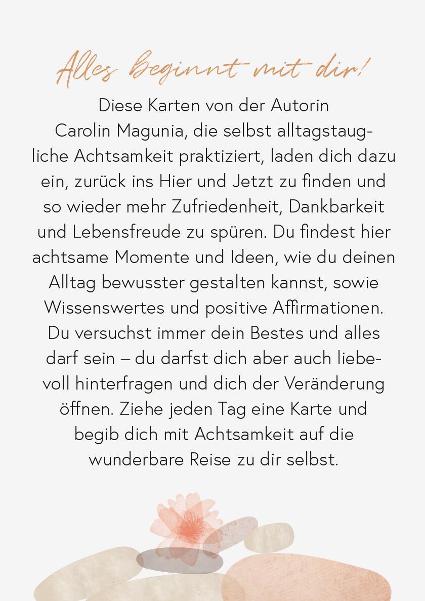 Rückseite: 9783845849546 | Achtsamkeit liegt in dir | 50 Karma-Kärtchen | Carolin Magunia | Buch