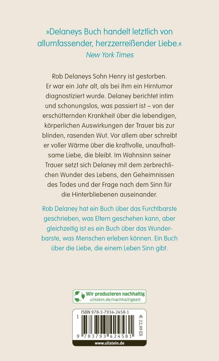 Rückseite: 9783793424581 | Die Bedeutung eines Lebens | Rob Delaney | Buch | 208 S. | Deutsch