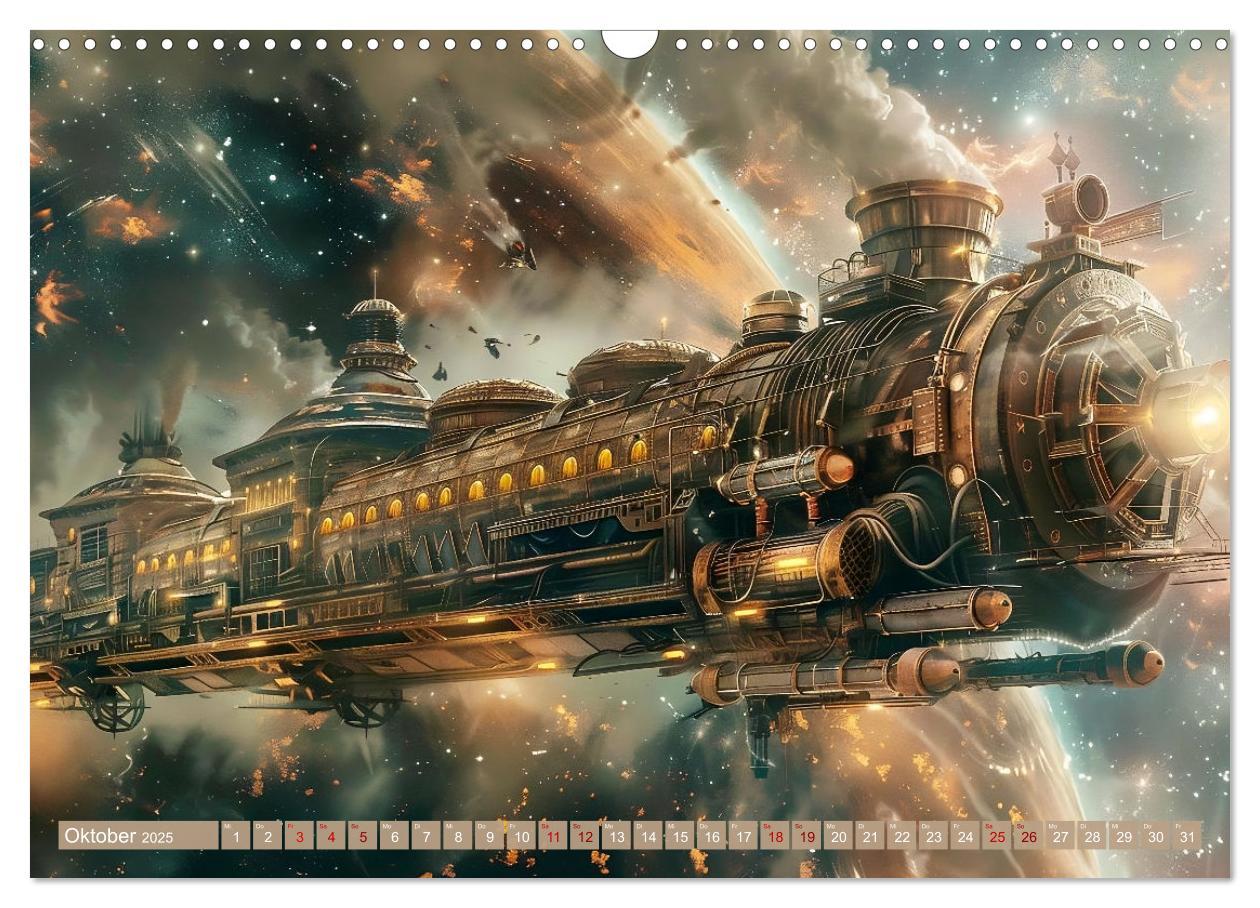 Bild: 9783435652204 | Steampunk im Weltall (Wandkalender 2025 DIN A3 quer), CALVENDO...