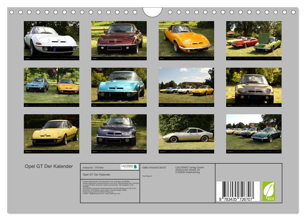 Bild: 9783435726707 | Opel GT Der Kalender (Wandkalender 2025 DIN A4 quer), CALVENDO...