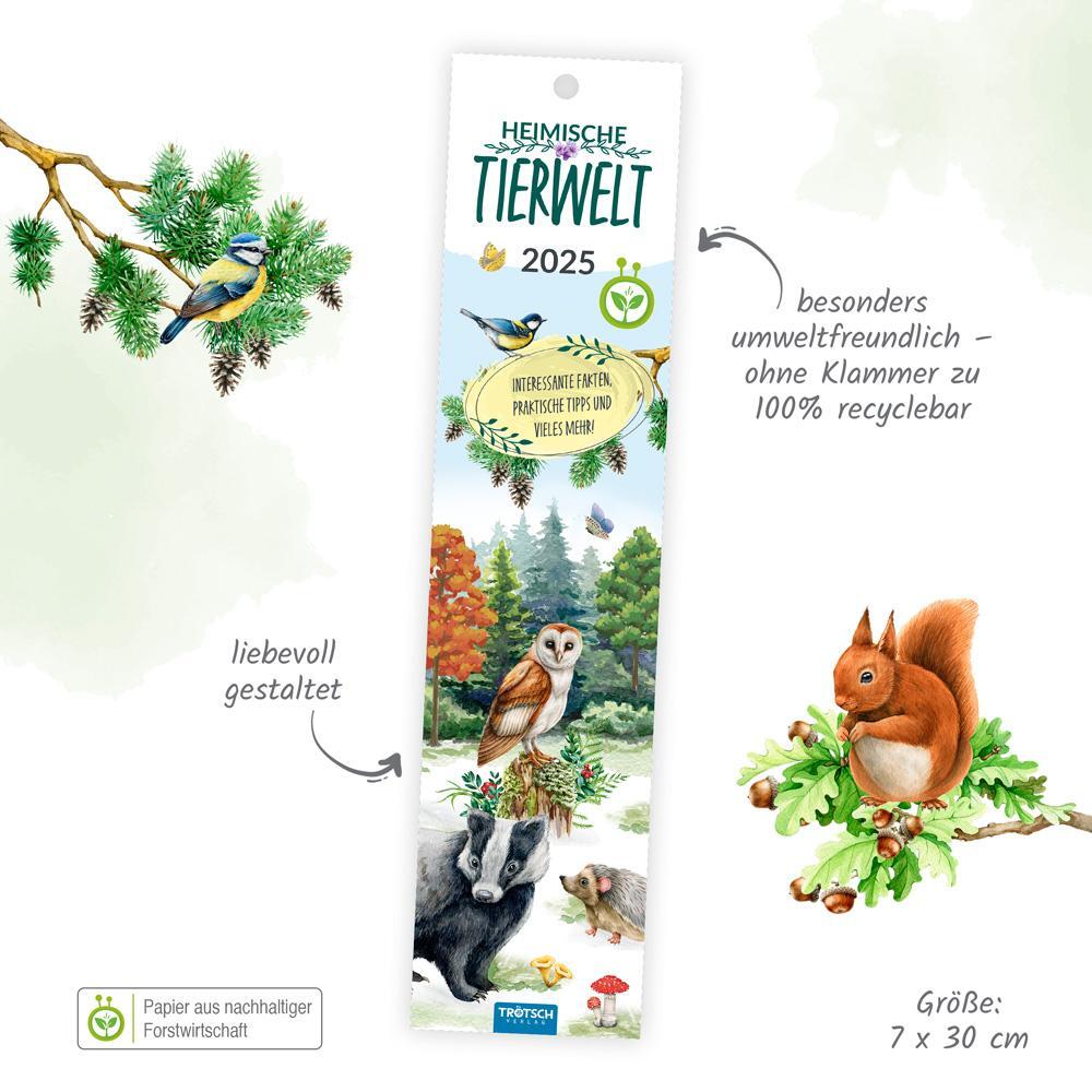 Bild: 9783988022745 | Trötsch Streifenkalender Mini Heimische Tierwelt 2025 | KG | Kalender