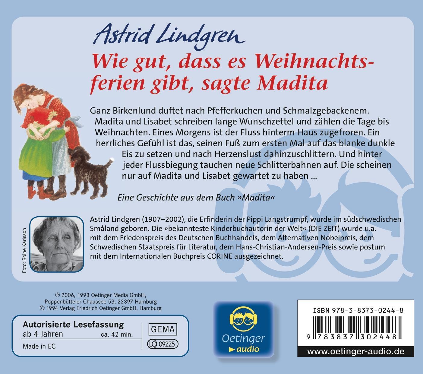 Rückseite: 9783837302448 | Wie gut, dass es Weihnachtsferien gibt, sagte Madita | Lesung | CD