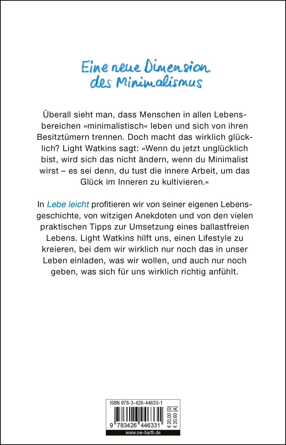 Rückseite: 9783426446331 | Lebe leicht | Light Watkins | Buch | 224 S. | Deutsch | 2024