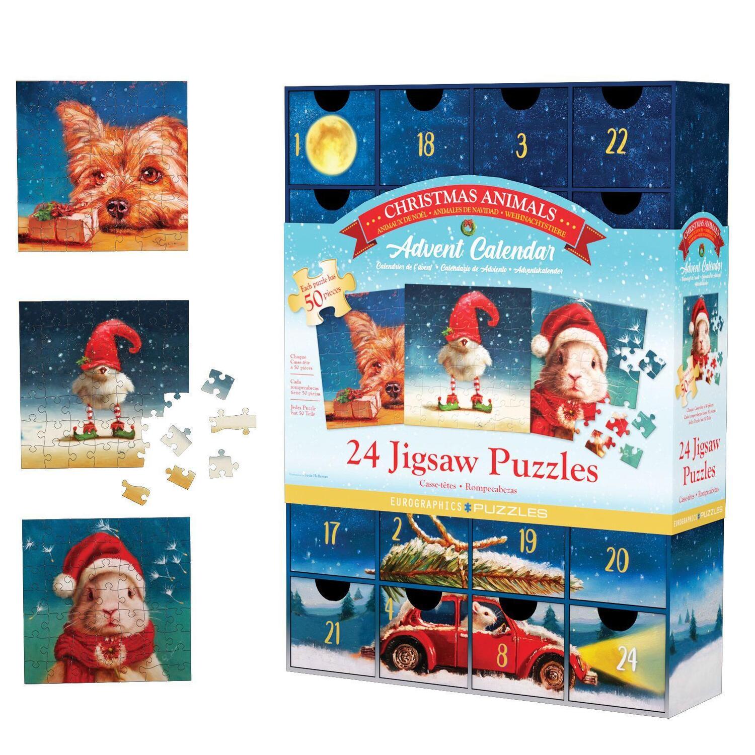 Cover: 628136657341 | Puzzle Adventkalender - Weihnachtstiere. 1200 Teile | Spiel | Deutsch