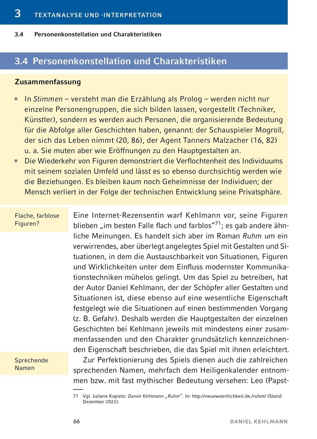 Bild: 9783804420885 | Ruhm - Textanalyse und Interpretation | Daniel Kehlmann | Taschenbuch