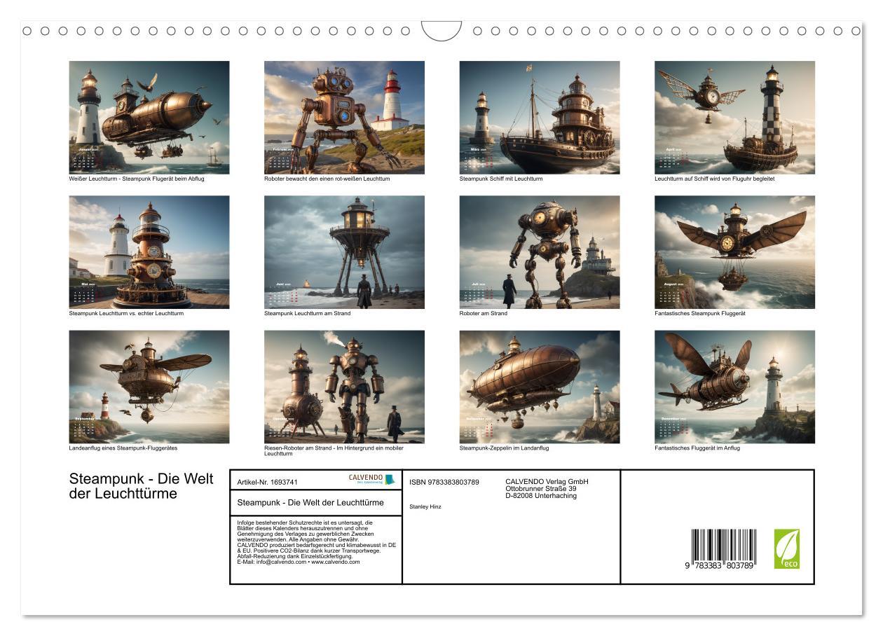 Bild: 9783383803789 | Steampunk - Die Welt der Leuchttürme (Wandkalender 2025 DIN A3...