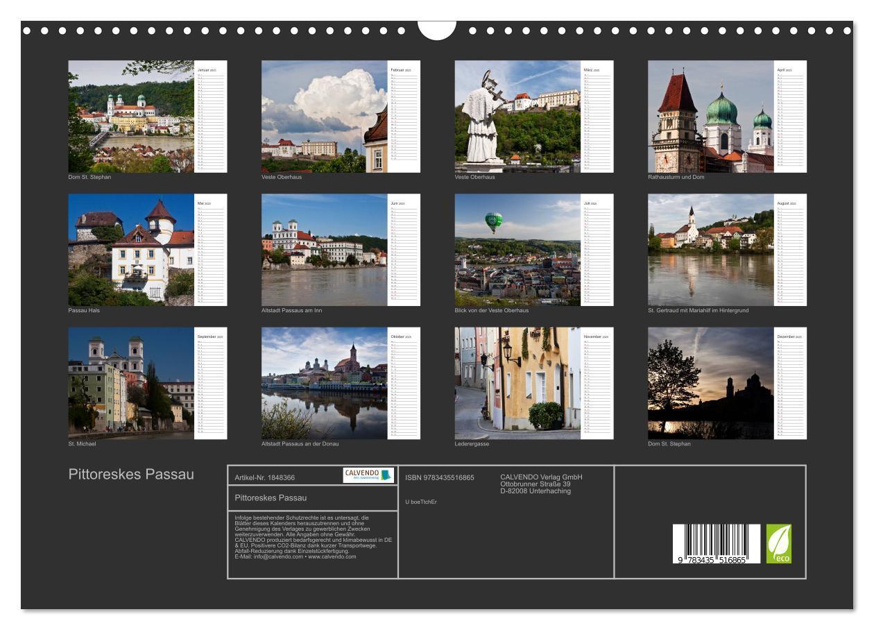 Bild: 9783435516865 | Pittoreskes Passau (Wandkalender 2025 DIN A3 quer), CALVENDO...