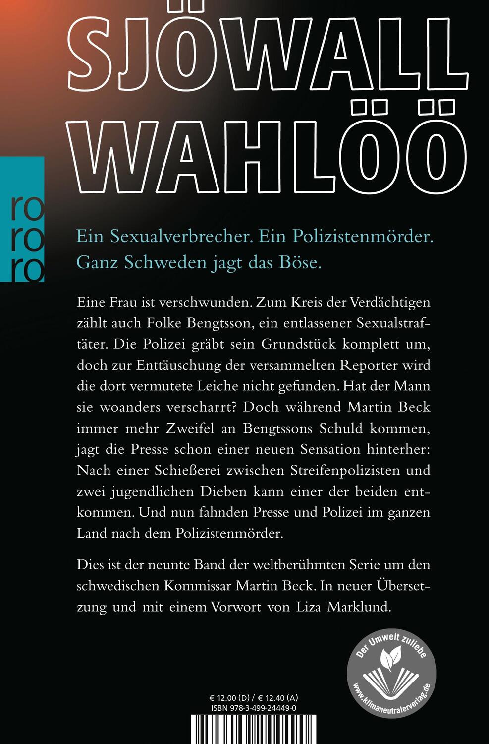 Rückseite: 9783499244490 | Der Polizistenmörder | Ein Kommissar-Beck-Roman | Per Wahlöö (u. a.)