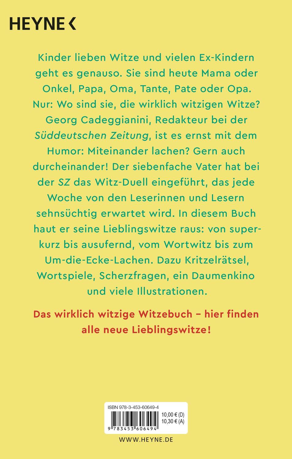 Bild: 9783453606494 | Das wirklich witzige Witzebuch | Georg Cadeggianini | Taschenbuch