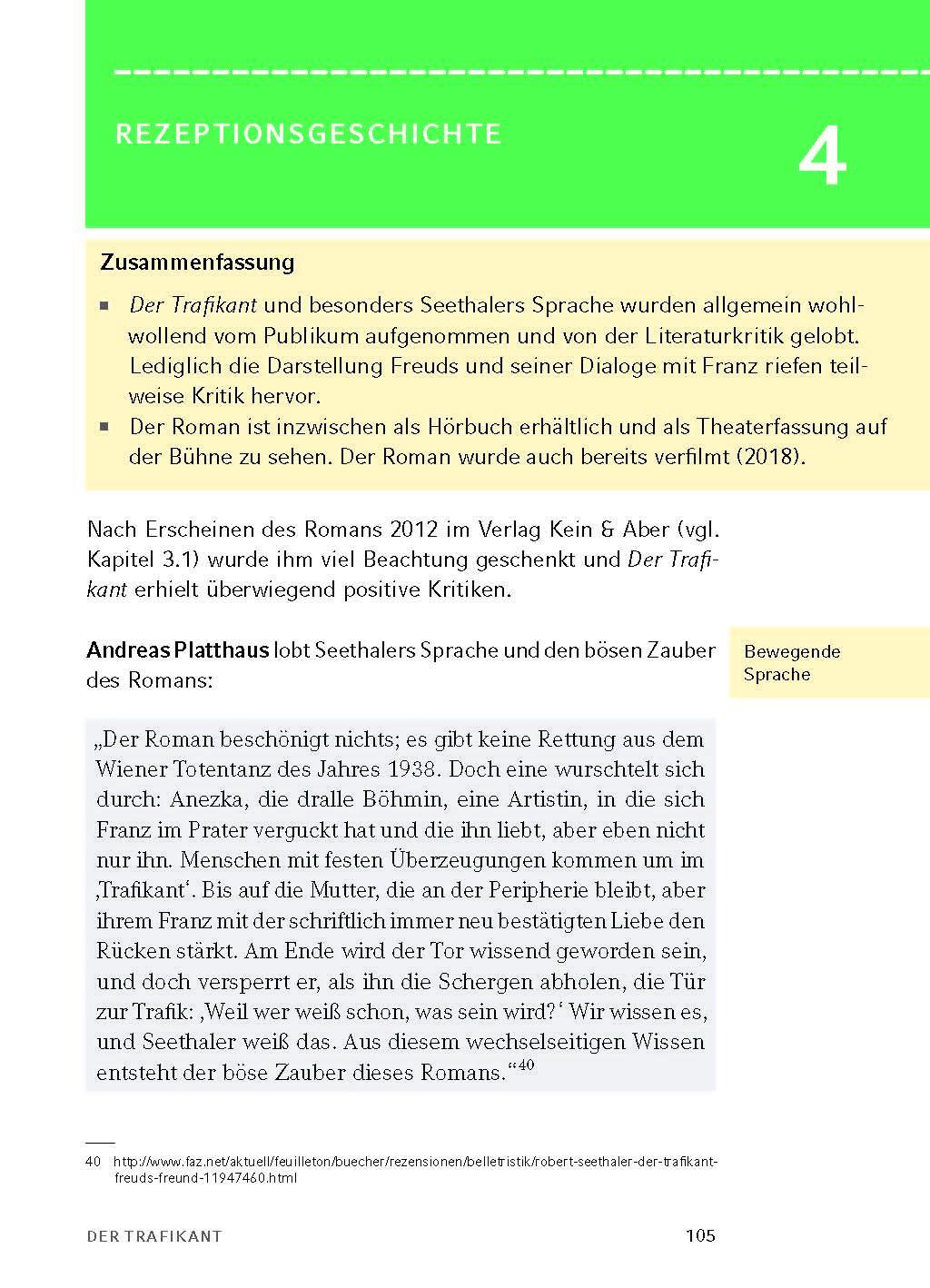 Bild: 9783804420830 | Der Trafikant - Textanalyse und Interpretation | Robert Seethaler