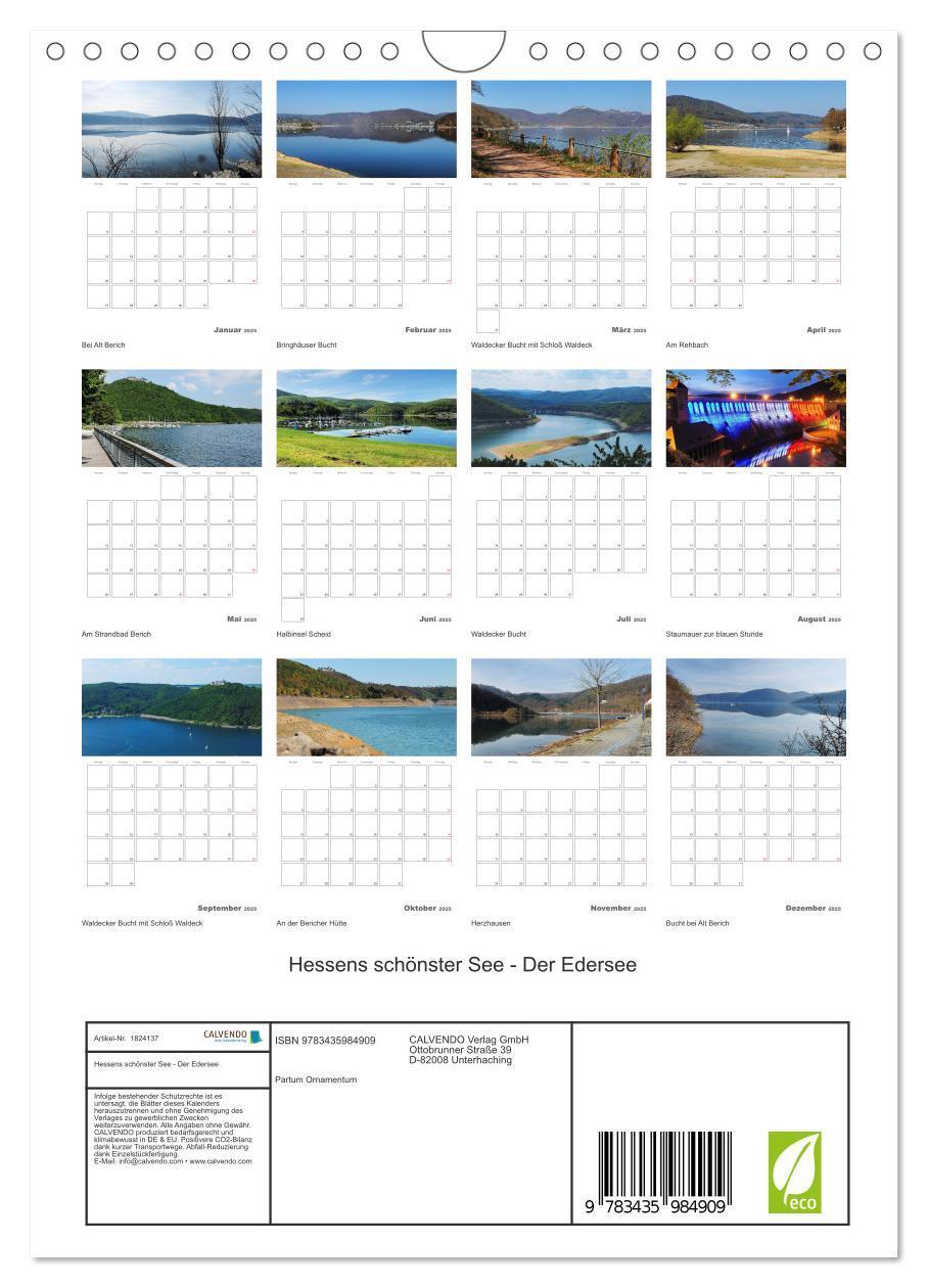 Bild: 9783435984909 | Hessens schönster See - Der Edersee (Wandkalender 2025 DIN A4...