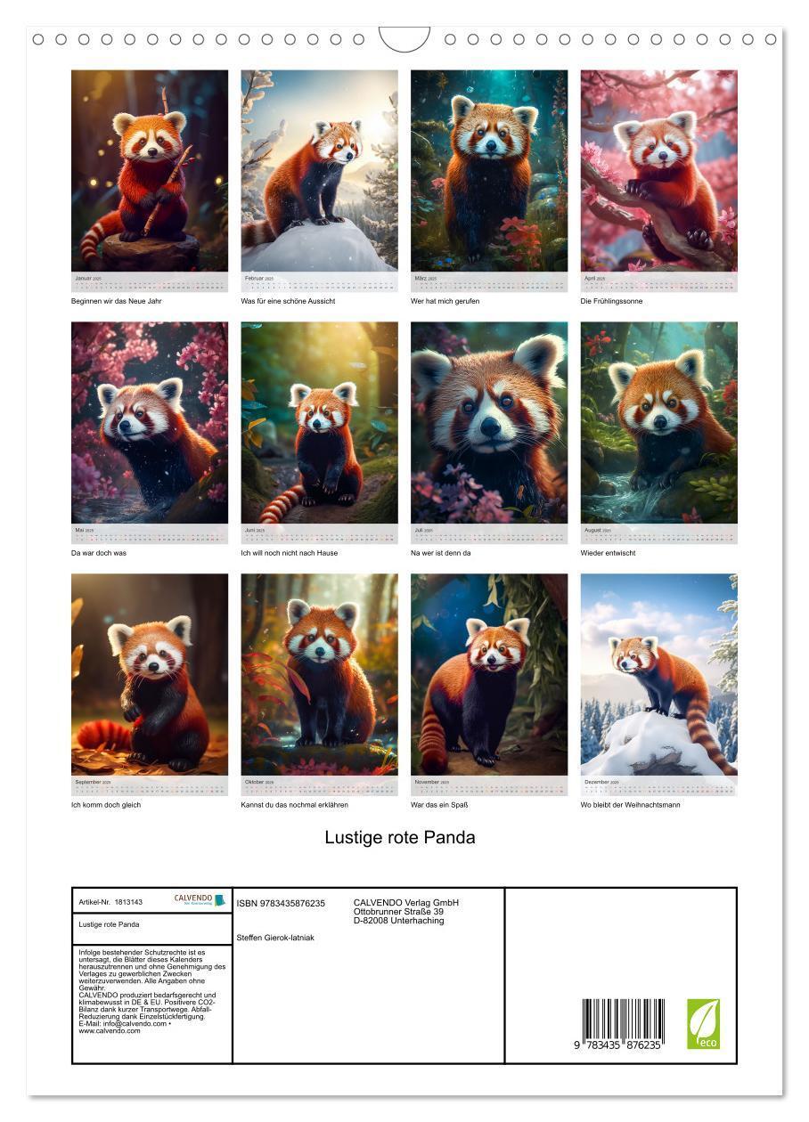 Bild: 9783435876235 | Lustige rote Panda (Wandkalender 2025 DIN A3 hoch), CALVENDO...