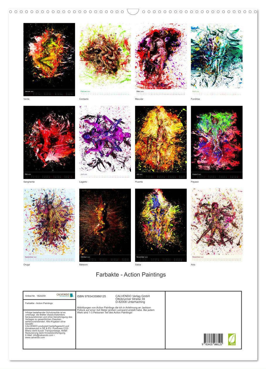 Bild: 9783435986125 | Farbakte - Action Paintings (Wandkalender 2025 DIN A2 hoch),...