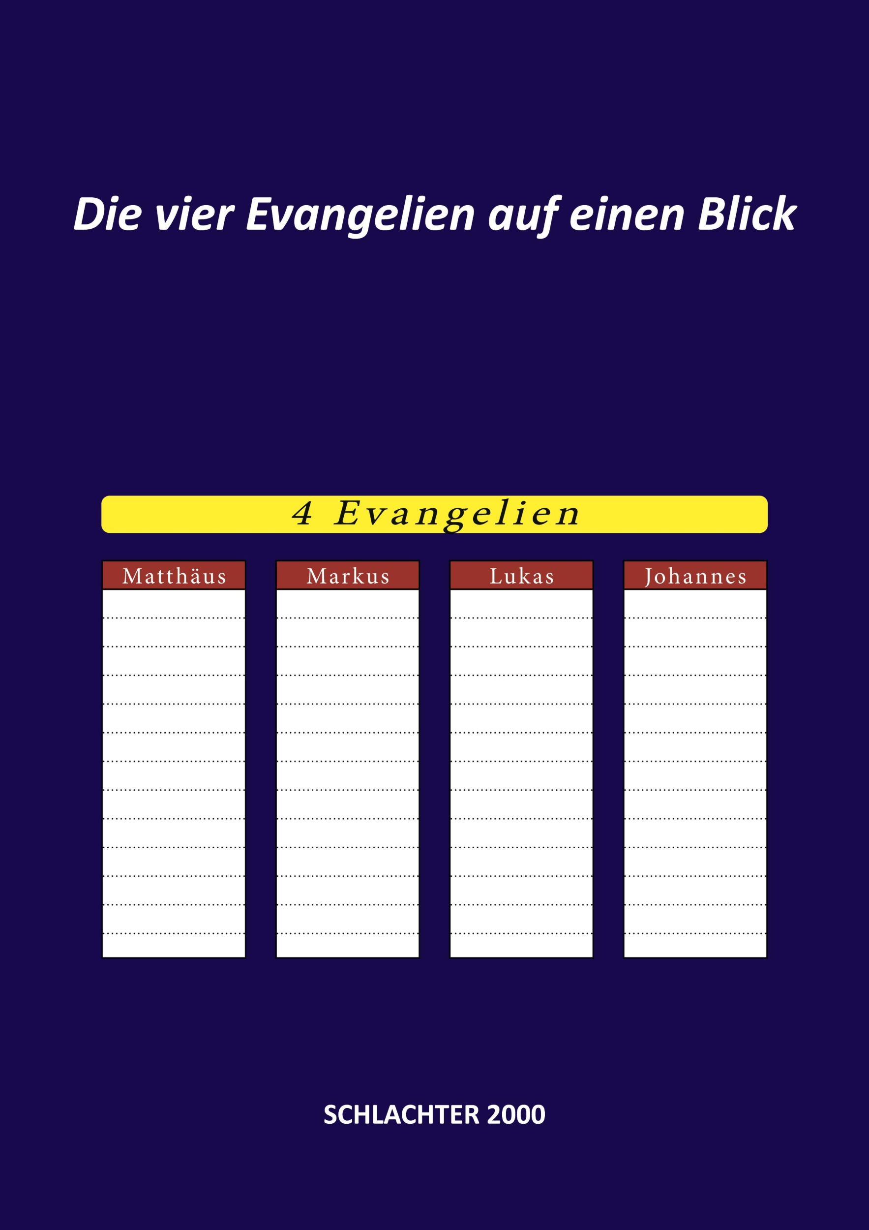 Cover: 9783751971195 | Die vier Evangelien auf einen Blick | Schlachter 2000 | Reimer | Buch