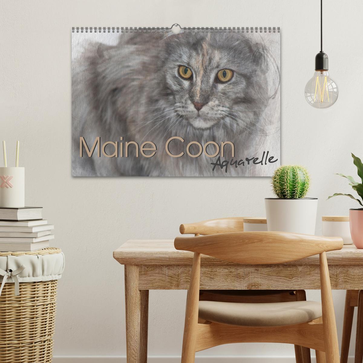 Bild: 9783435024186 | Maine Coon Aquarelle (Wandkalender 2025 DIN A3 quer), CALVENDO...