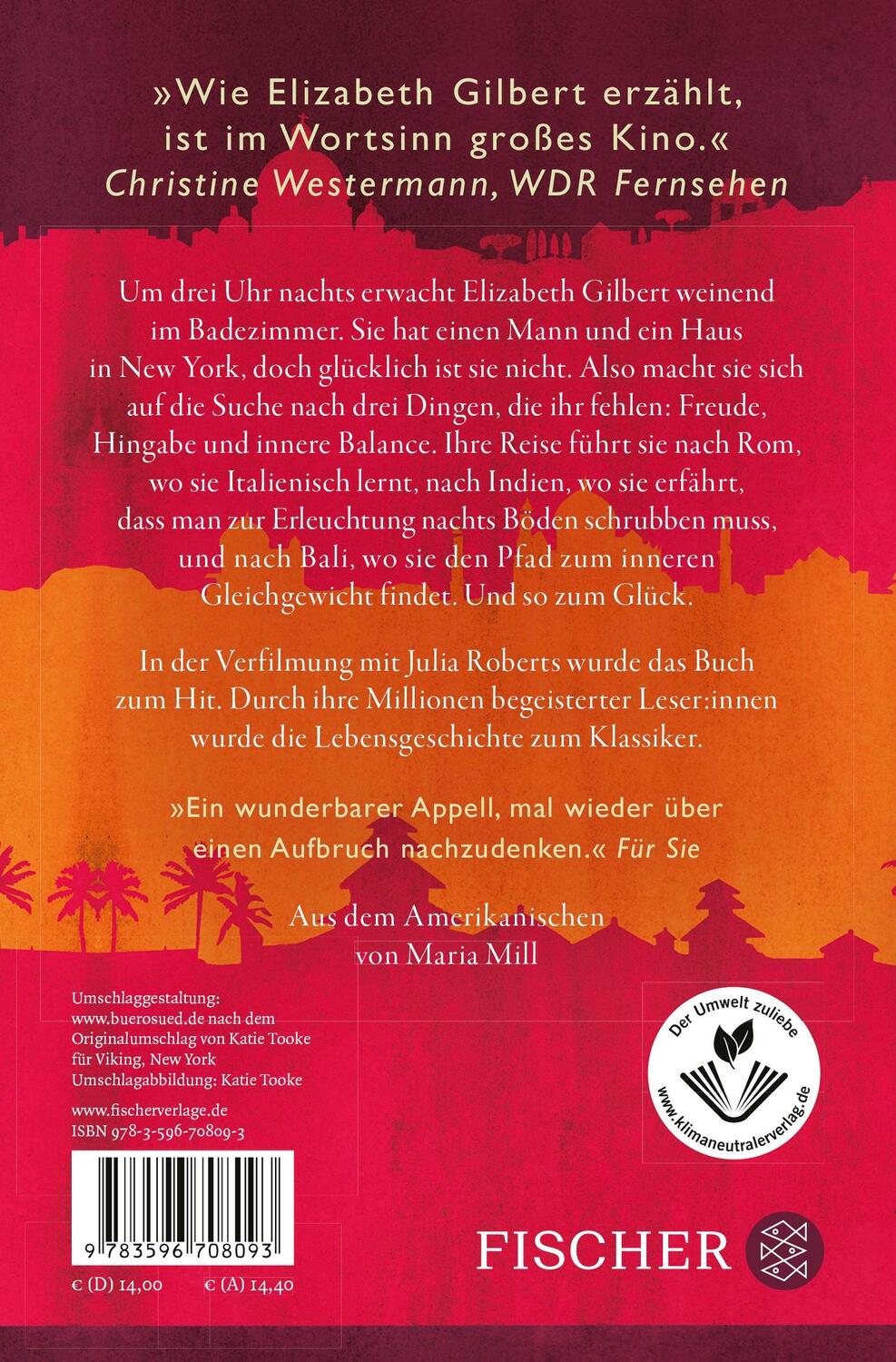 Rückseite: 9783596708093 | Eat, Pray, Love | Elizabeth Gilbert | Taschenbuch | 480 S. | Deutsch