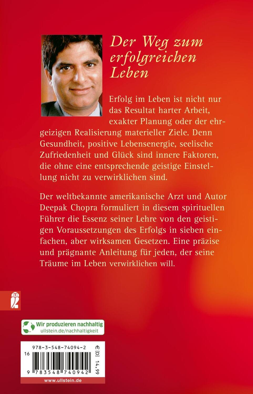 Rückseite: 9783548740942 | Die sieben geistigen Gesetze des Erfolgs | Deepak Chopra | Taschenbuch