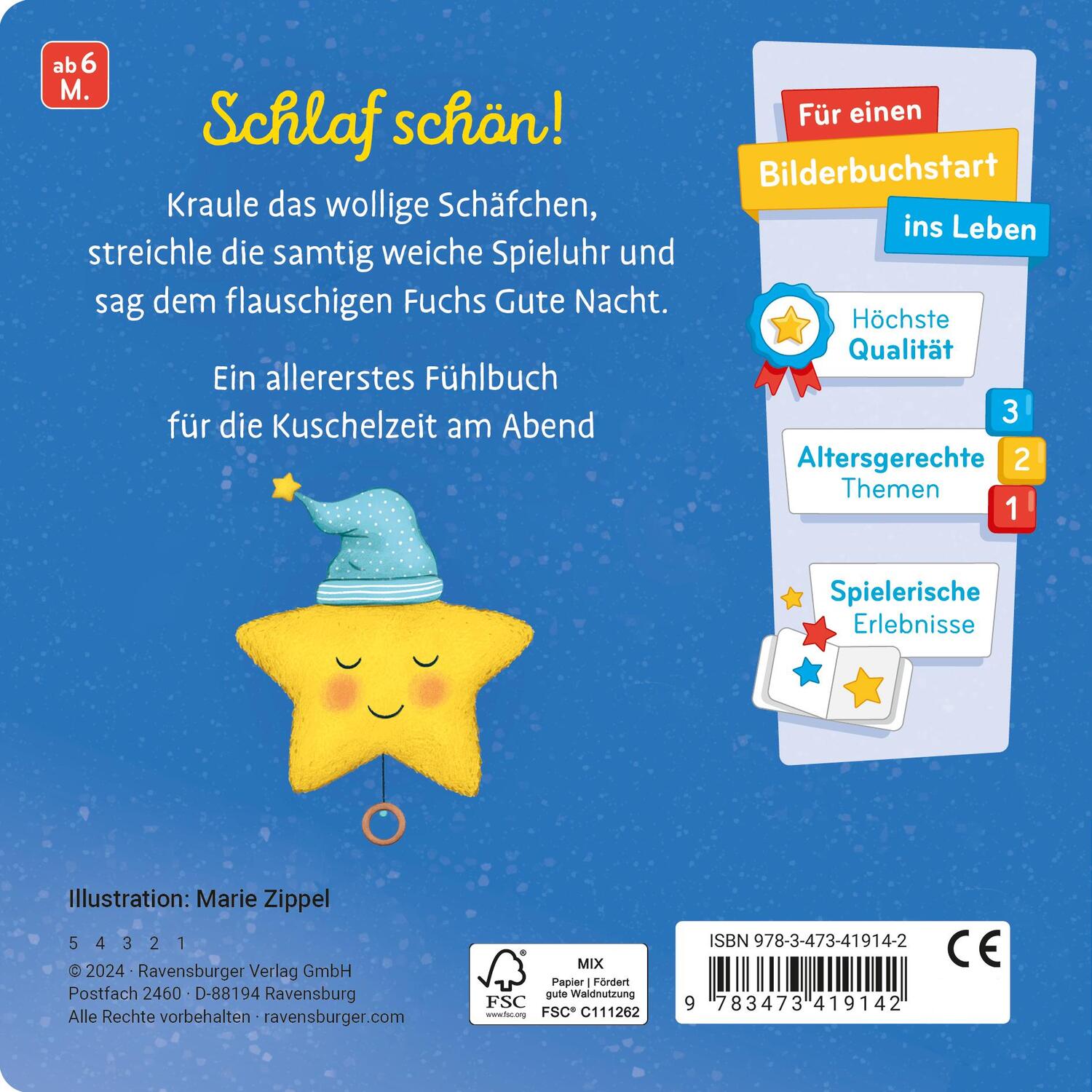 Rückseite: 9783473419142 | Mein allererstes Fühlbuch: Gute Nacht | Marie Zippel | Buch | 12 S.