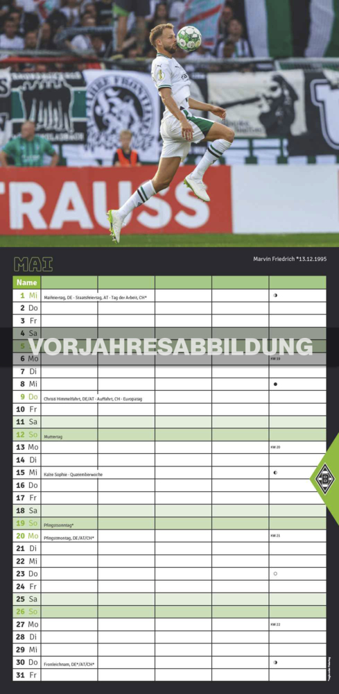 Bild: 4002725994387 | N NEUMANNVERLAGE - Borussia Mönchengladbach 2025 Fan-Timer,...