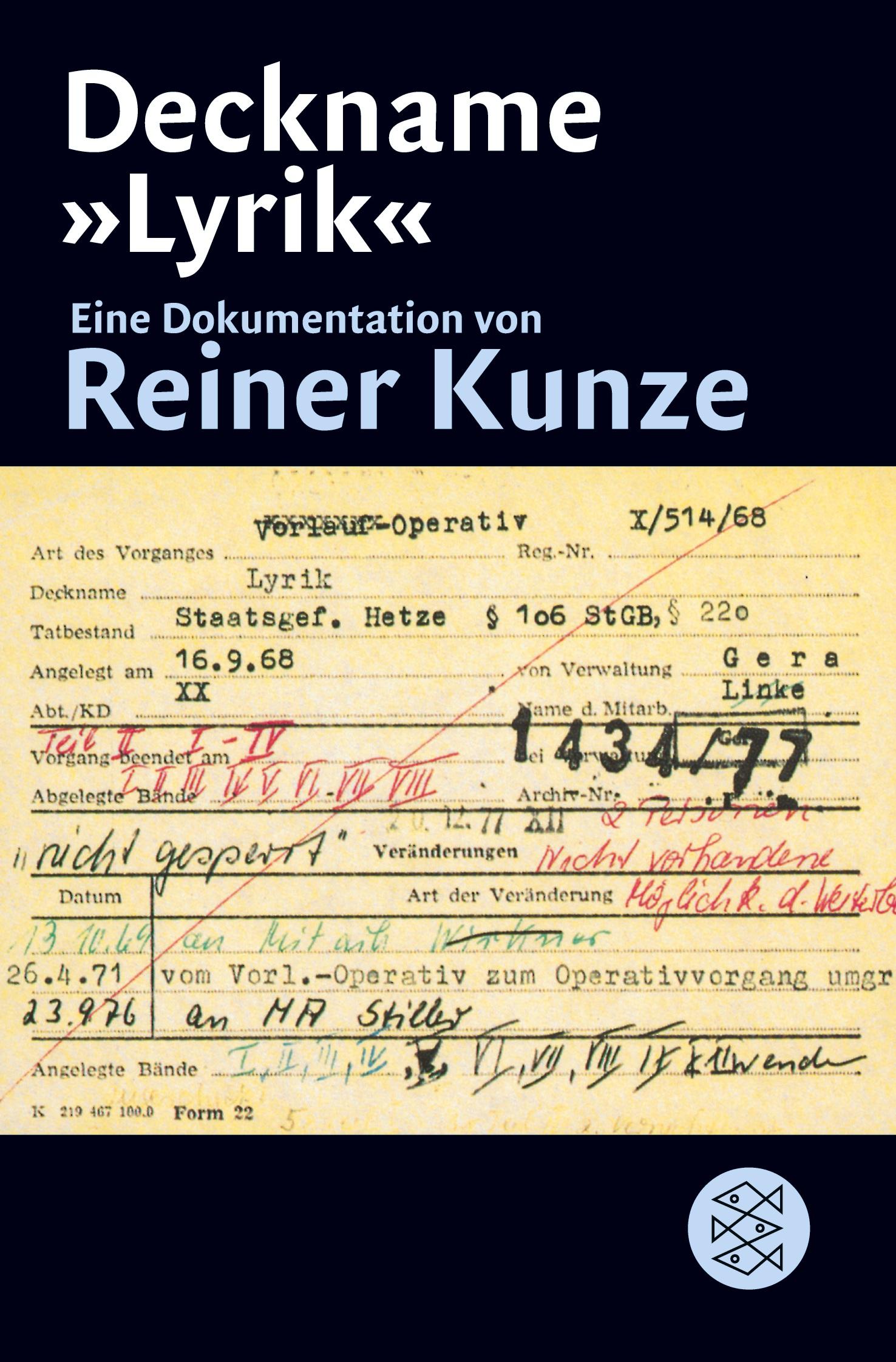 Cover: 9783596108541 | Deckname 'Lyrik' | Eine Dokumentation | Reiner Kunze | Taschenbuch