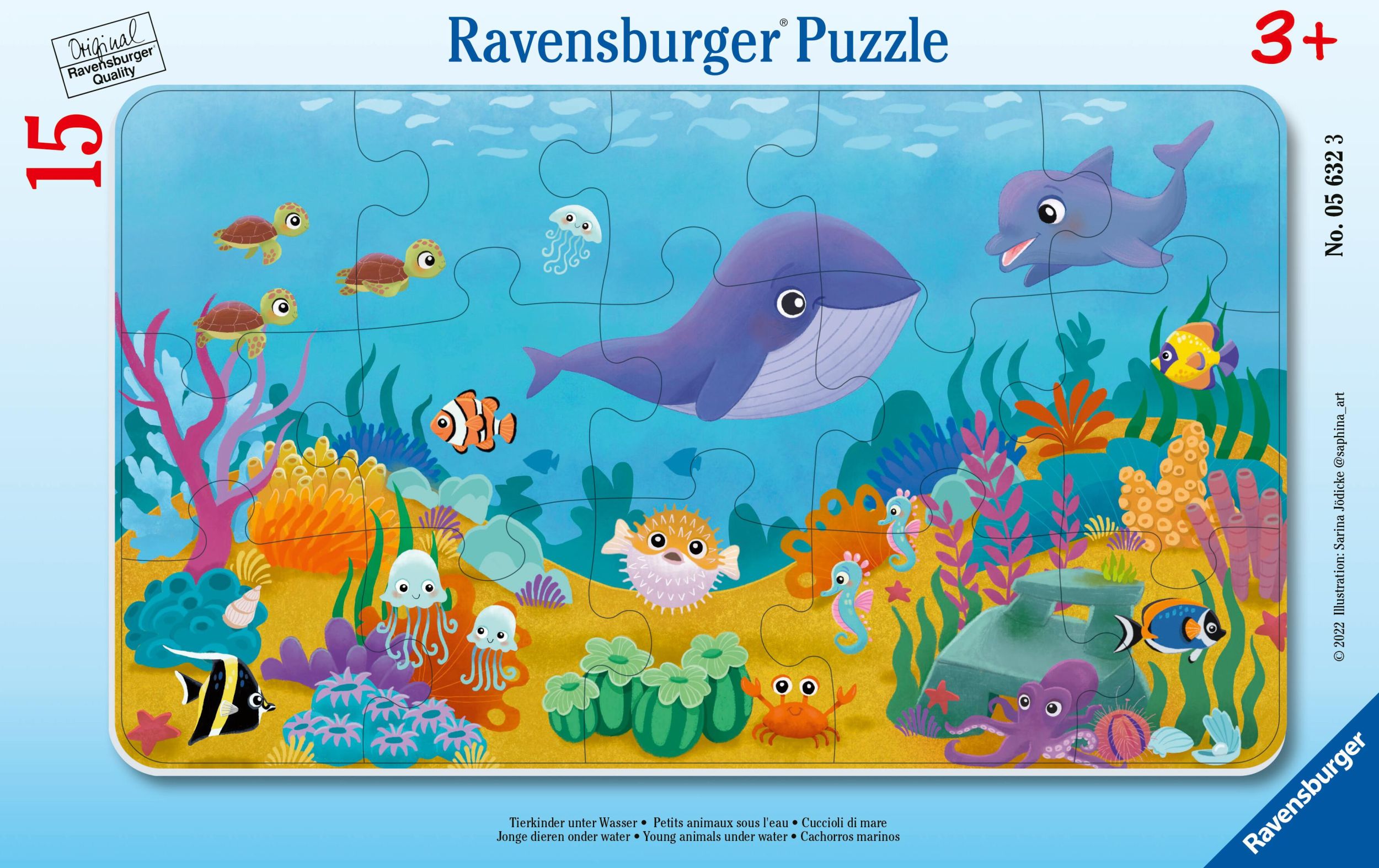 Cover: 4005556056323 | Ravensburger Kinderpuzzle - Tierkinder unter Wasser - 15 Teile...