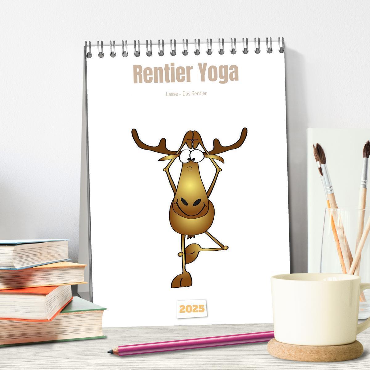 Bild: 9783435853120 | Rentier Yoga (Tischkalender 2025 DIN A5 hoch), CALVENDO Monatskalender