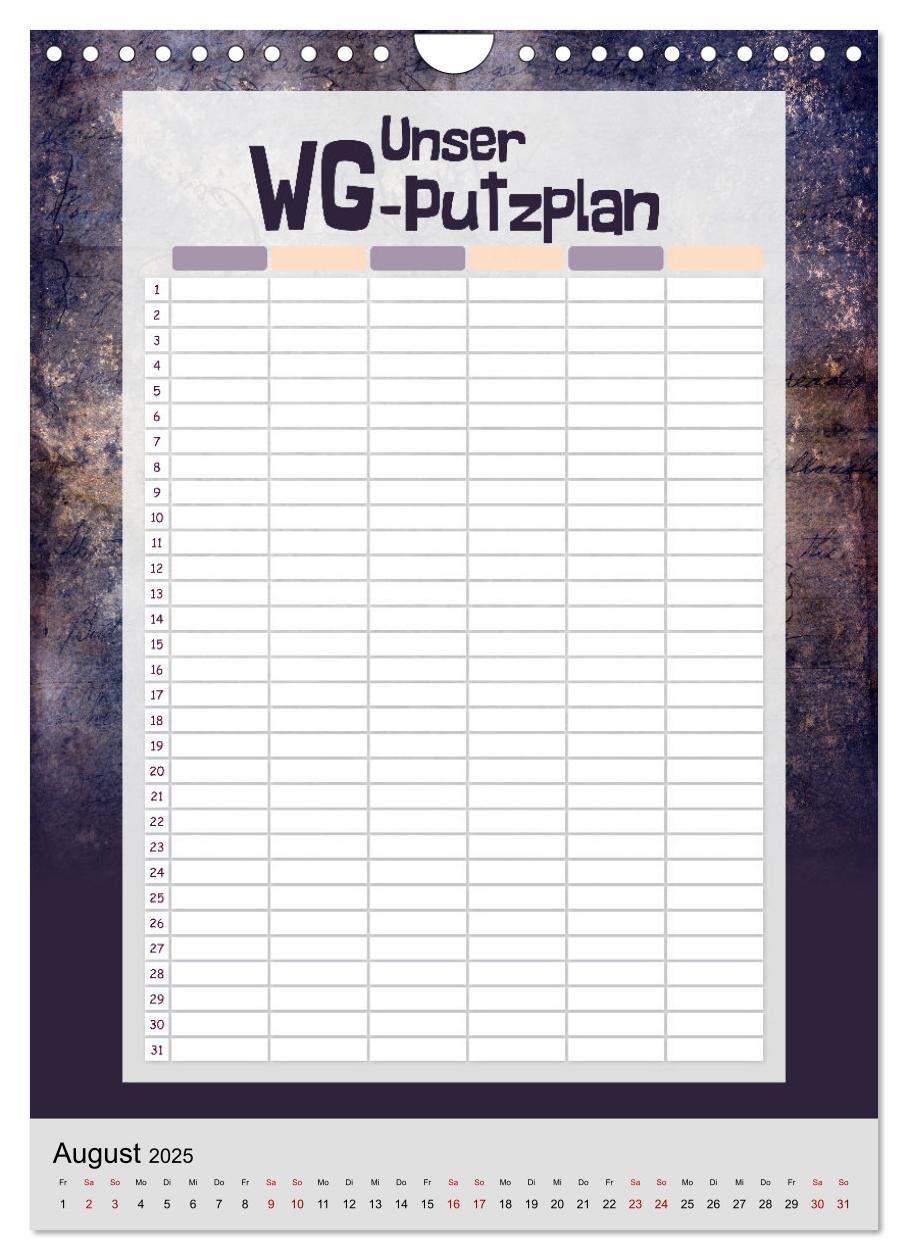 Bild: 9783435891931 | Gothic WG-Putzplan &amp; Kalender 2025 (Wandkalender 2025 DIN A4 hoch),...