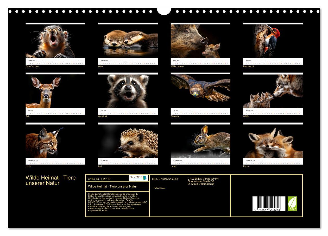 Bild: 9783457223253 | Wilde Heimat - Tiere unserer Natur (Wandkalender 2025 DIN A3 quer),...