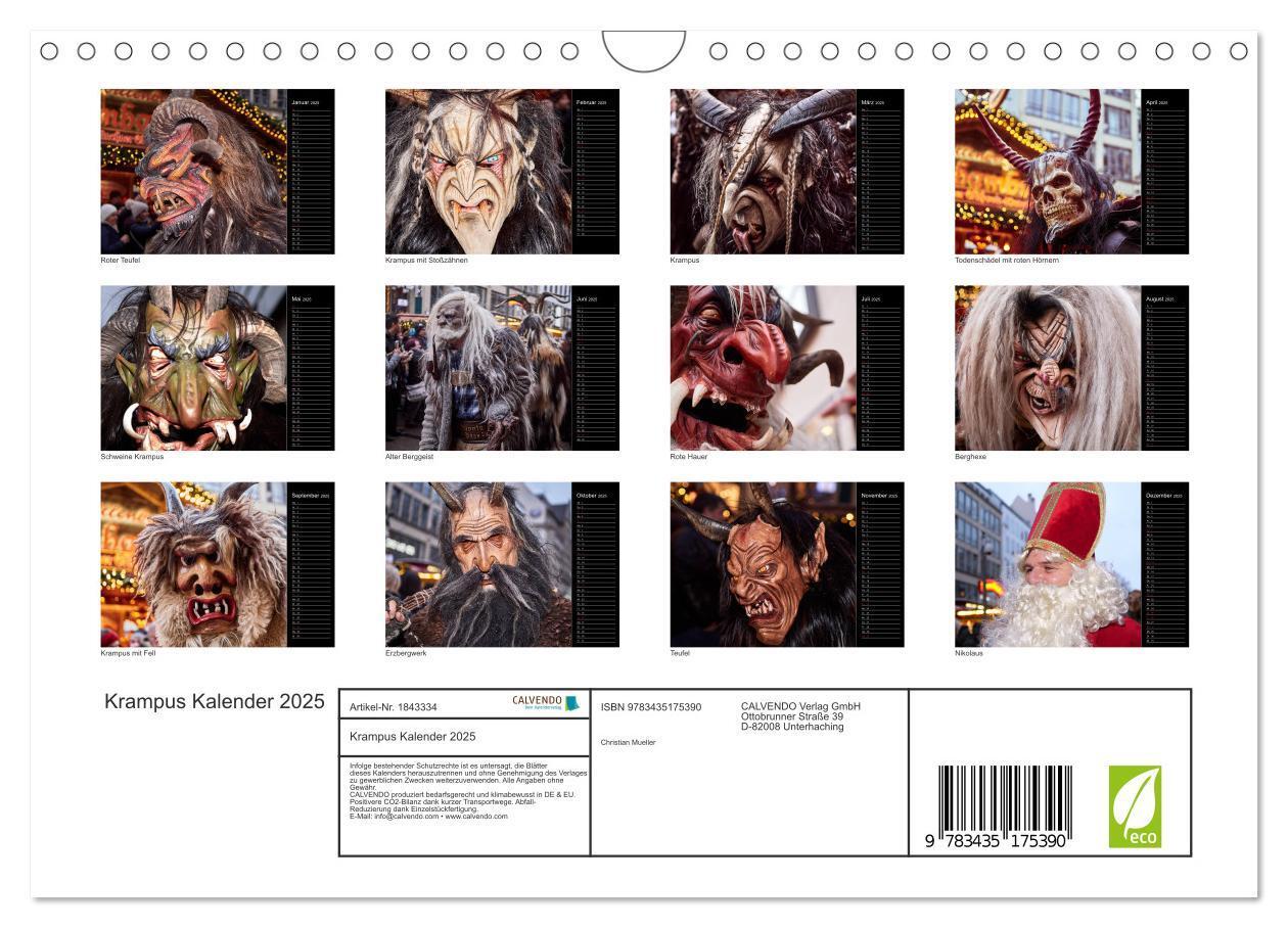 Bild: 9783435175390 | Krampus Kalender 2025 (Wandkalender 2025 DIN A4 quer), CALVENDO...