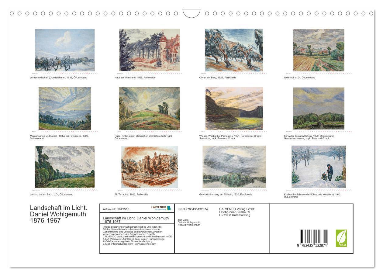 Bild: 9783435132874 | Landschaft im Licht. Daniel Wohlgemuth 1876-1967 (Wandkalender 2025...