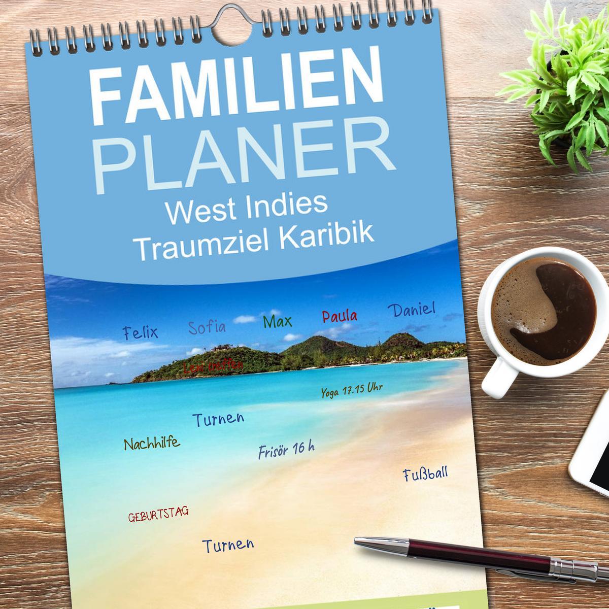 Bild: 9783457125472 | Familienplaner 2025 - West Indies - Traumziel Karibik mit 5 Spalten...