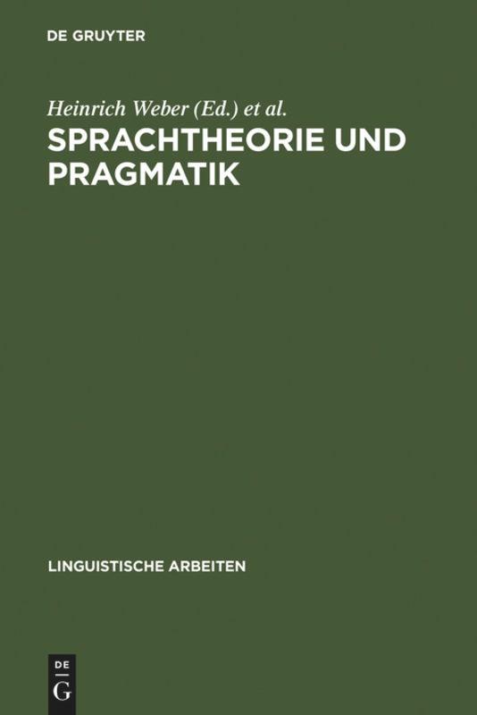 Cover: 9783484102460 | Sprachtheorie und Pragmatik | Harald Weydt (u. a.) | Buch | Deutsch