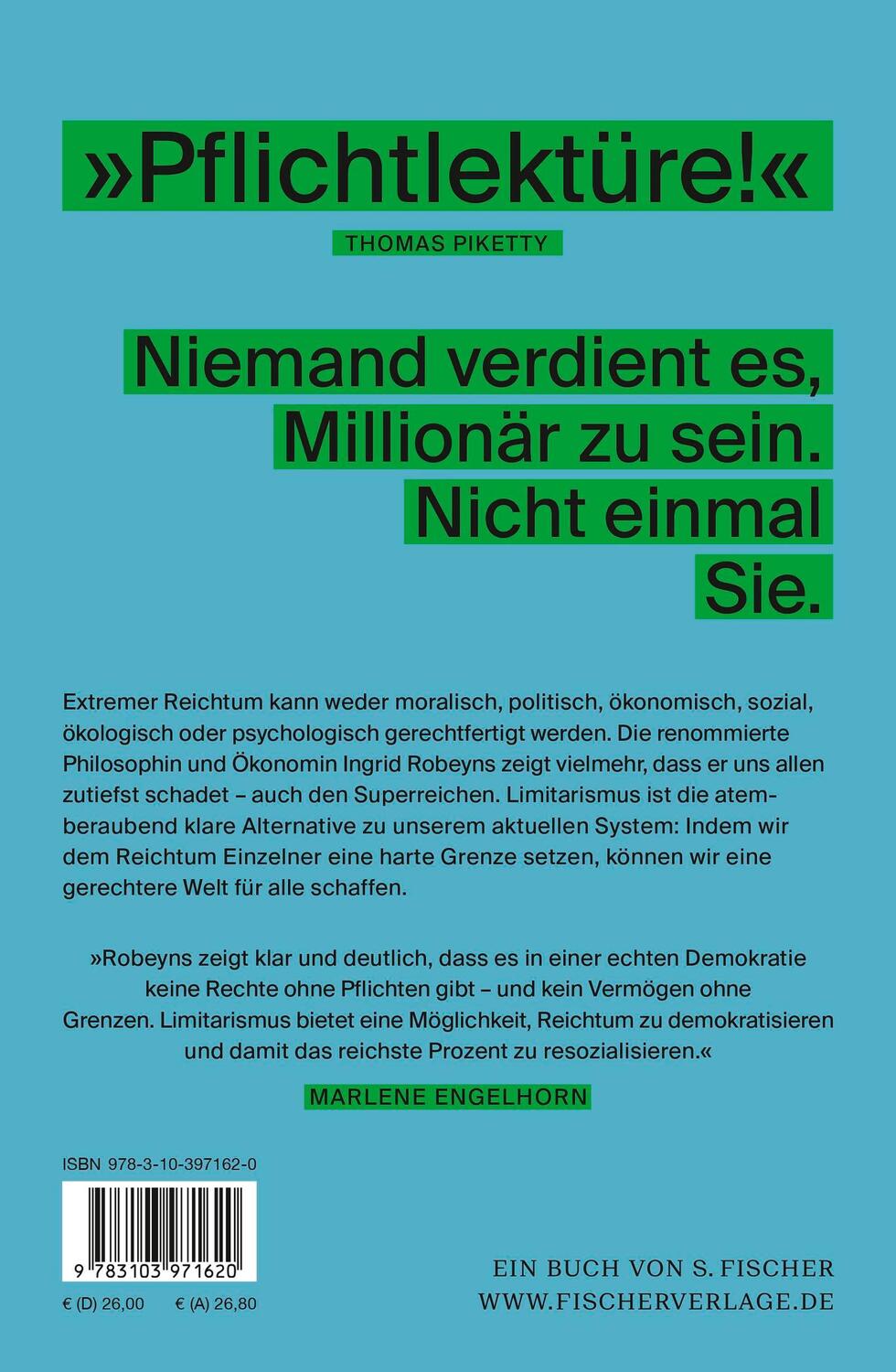 Rückseite: 9783103971620 | Limitarismus | Warum Reichtum begrenzt werden muss | Ingrid Robeyns