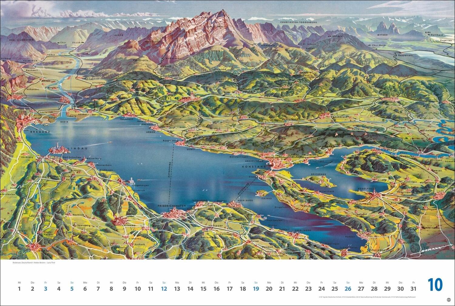 Bild: 9783756404780 | Alpenpanorama Edition 2025 - Die Kunst der Panoramakarten | Kalender