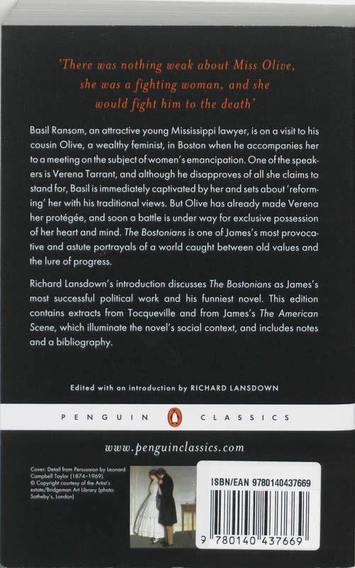 Rückseite: 9780140437669 | The Bostonians | Henry James | Taschenbuch | Englisch | 2000