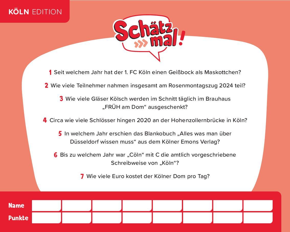 Bild: 9783989760363 | Schätz mal! Köln Edition | Taschenbuch | 64 S. | Deutsch | 2024