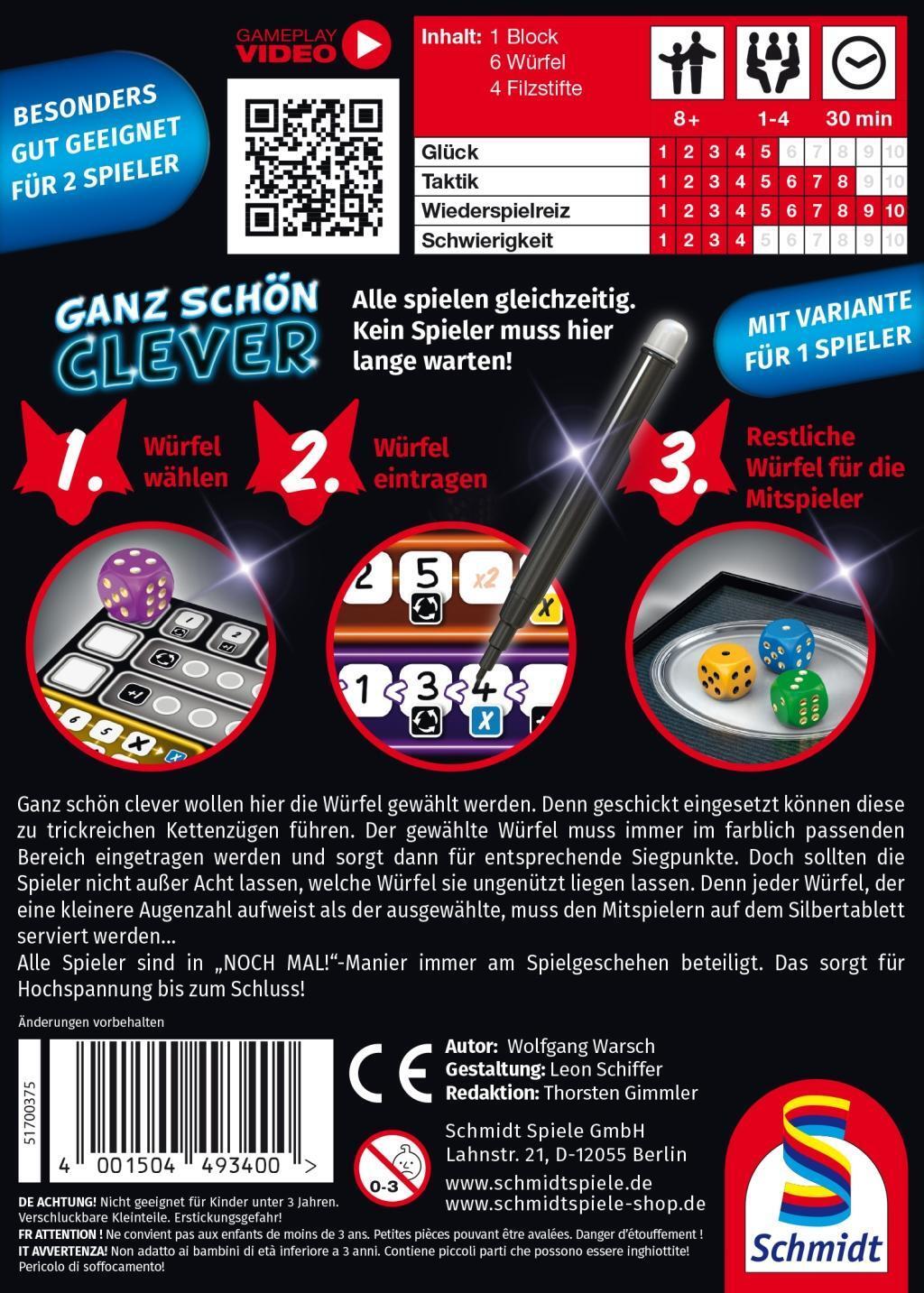 Bild: 4001504493400 | Ganz schön clever | Schmidt Spiele | Spiel | Deutsch | 2018 | Schmidt