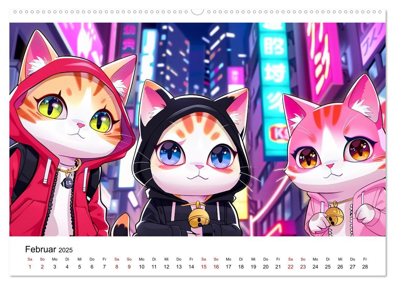 Bild: 9783457138779 | Anime Cats (Wandkalender 2025 DIN A2 quer), CALVENDO Monatskalender