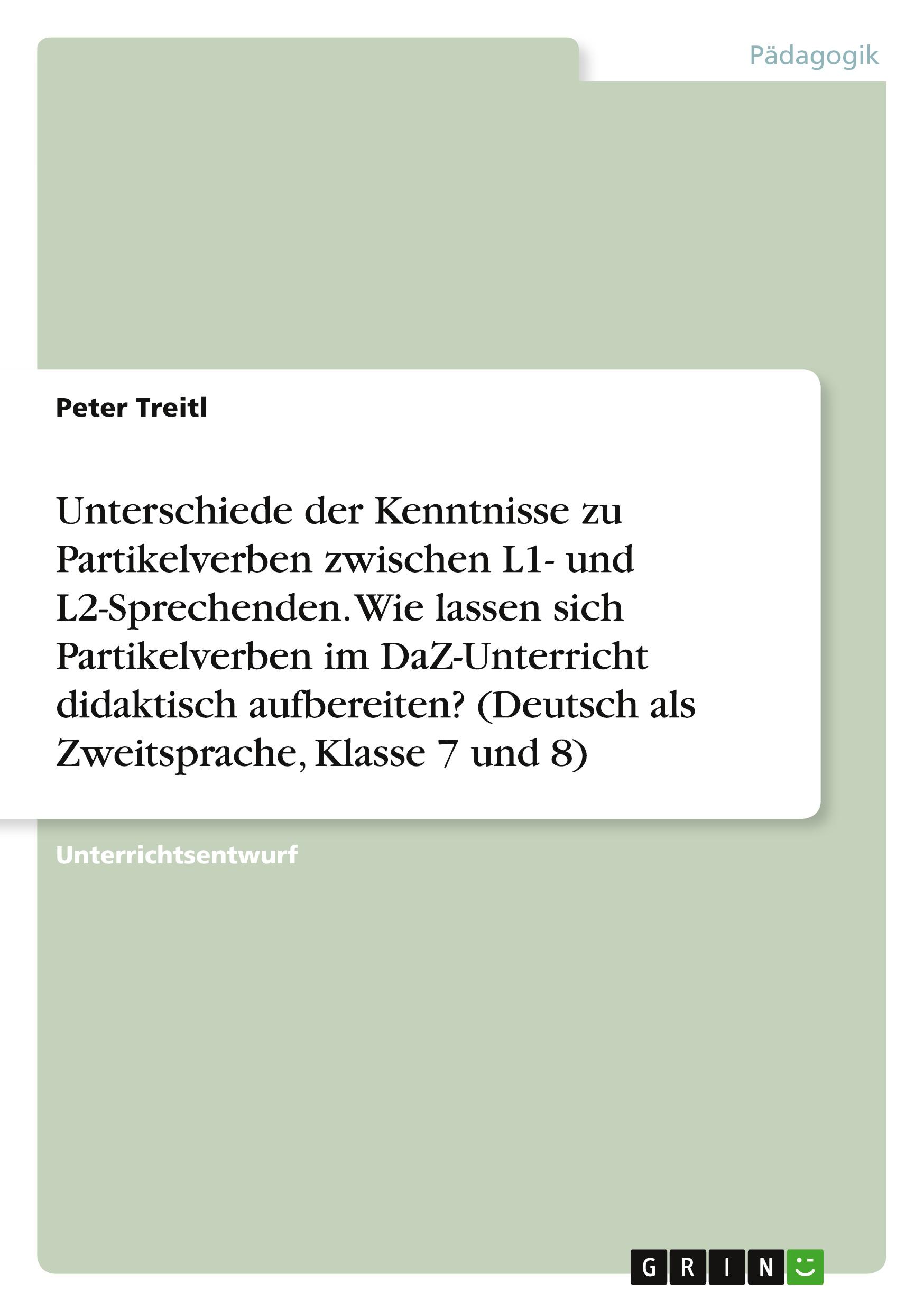 Cover: 9783964879455 | Unterschiede der Kenntnisse zu Partikelverben zwischen L1- und...