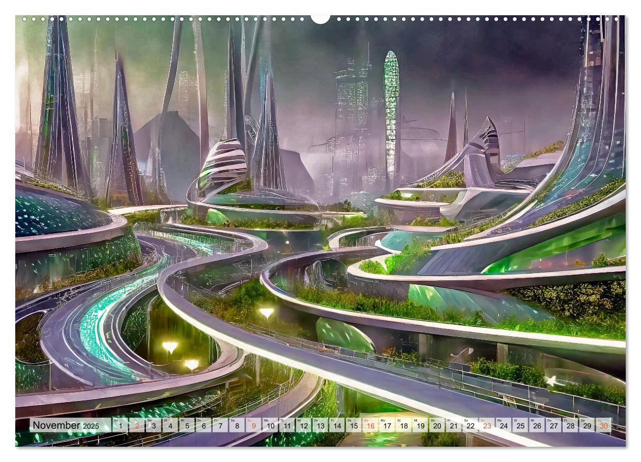 Bild: 9783383800566 | Stadtarchitektur, futuristisch-fantastisch (Wandkalender 2025 DIN...