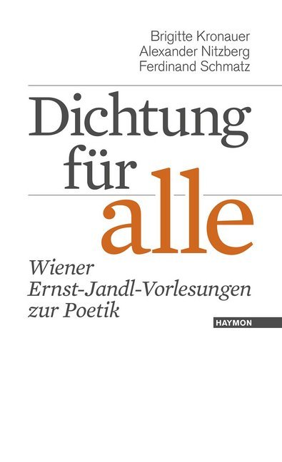 Cover: 9783709970683 | Dichtung für alle | Wiener Ernst-Jandl-Vorlesungen zur Poetik | Buch