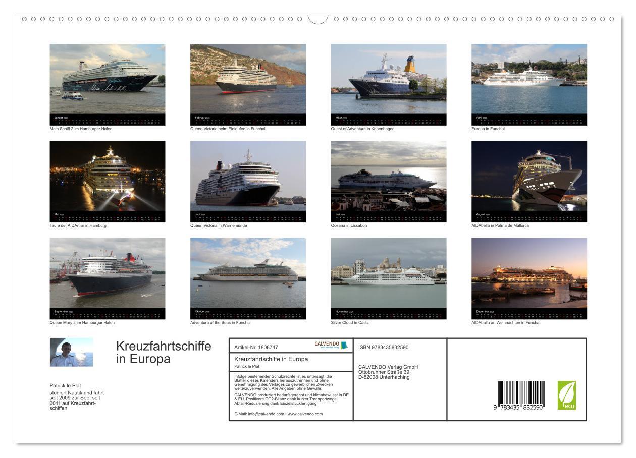 Bild: 9783435832590 | Kreuzfahrtschiffe in Europa (hochwertiger Premium Wandkalender 2025...