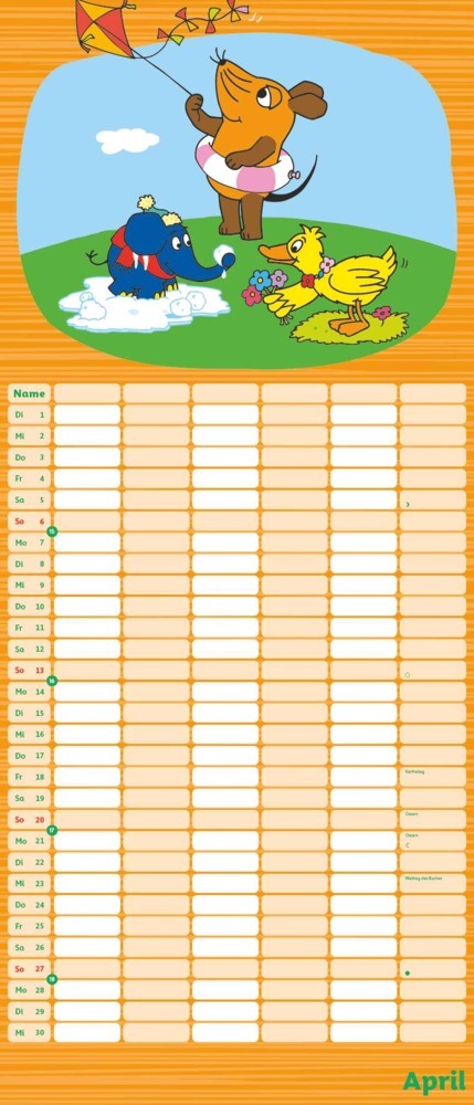 Bild: 4250809653105 | DUMONT - Die Maus 2025 Mega-Familienplaner, 30x70cm, Kalender mit 6...