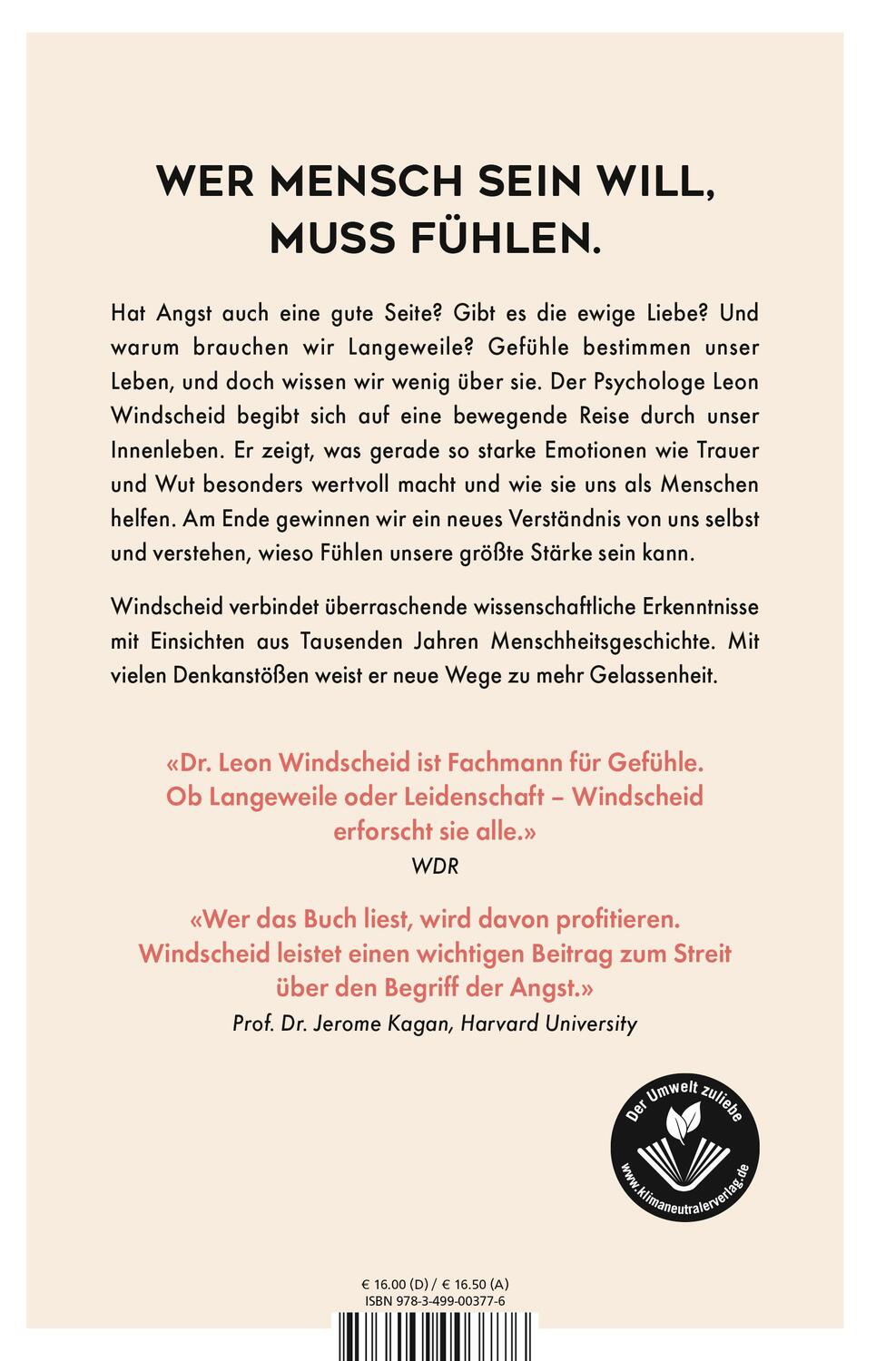 Rückseite: 9783499003776 | Besser fühlen | Eine Reise zur Gelassenheit | Leon Windscheid | Buch