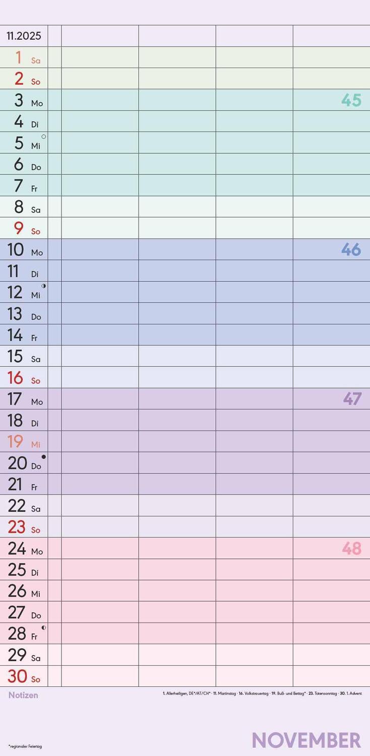 Bild: 4251732341336 | Familienplaner Farbenfroh mit 4 Spalten für 18 Monate 2025 -...