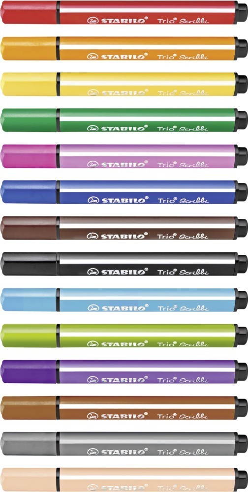 Bild: 4006381492522 | Gefederter Dreikant-Filzstift - STABILO Trio Scribbi - 14er Pack -...